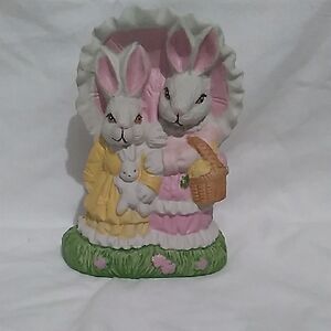 Charming Vintage ceramic Bunny Figurine with Parasol